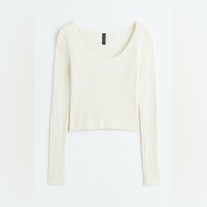 H&M Ribbed White Long-Sleeve